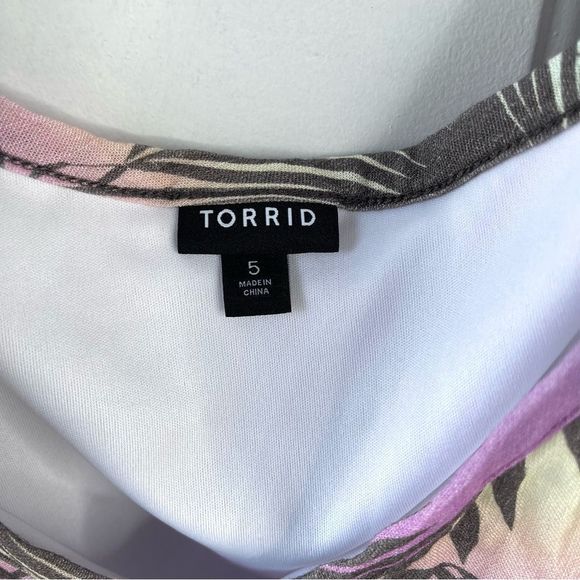 TORRID SWIM COVER UP MIDI TROPICAL LEAF LINED BEACH DRESS Size 28 - Picture 6 of 15